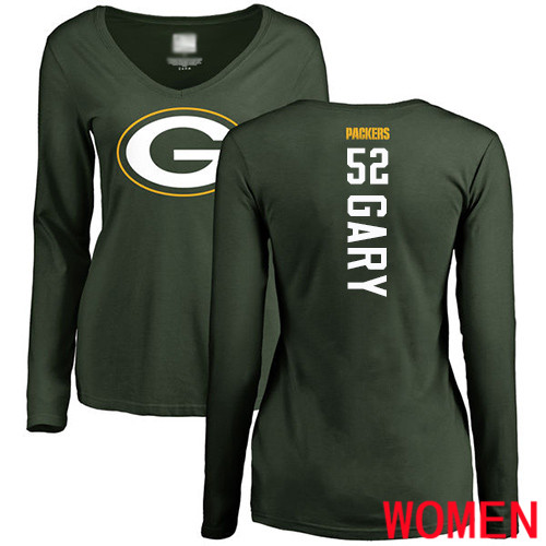Green Bay Packers Green Women #52 Gary Rashan Backer Nike NFL Long Sleeve T Shirt->nfl t-shirts->Sports Accessory